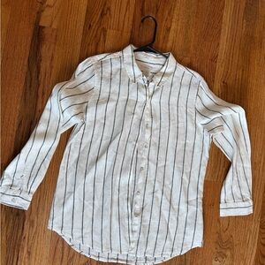 Classic White Striped women’s LINEN Shirt JOIE